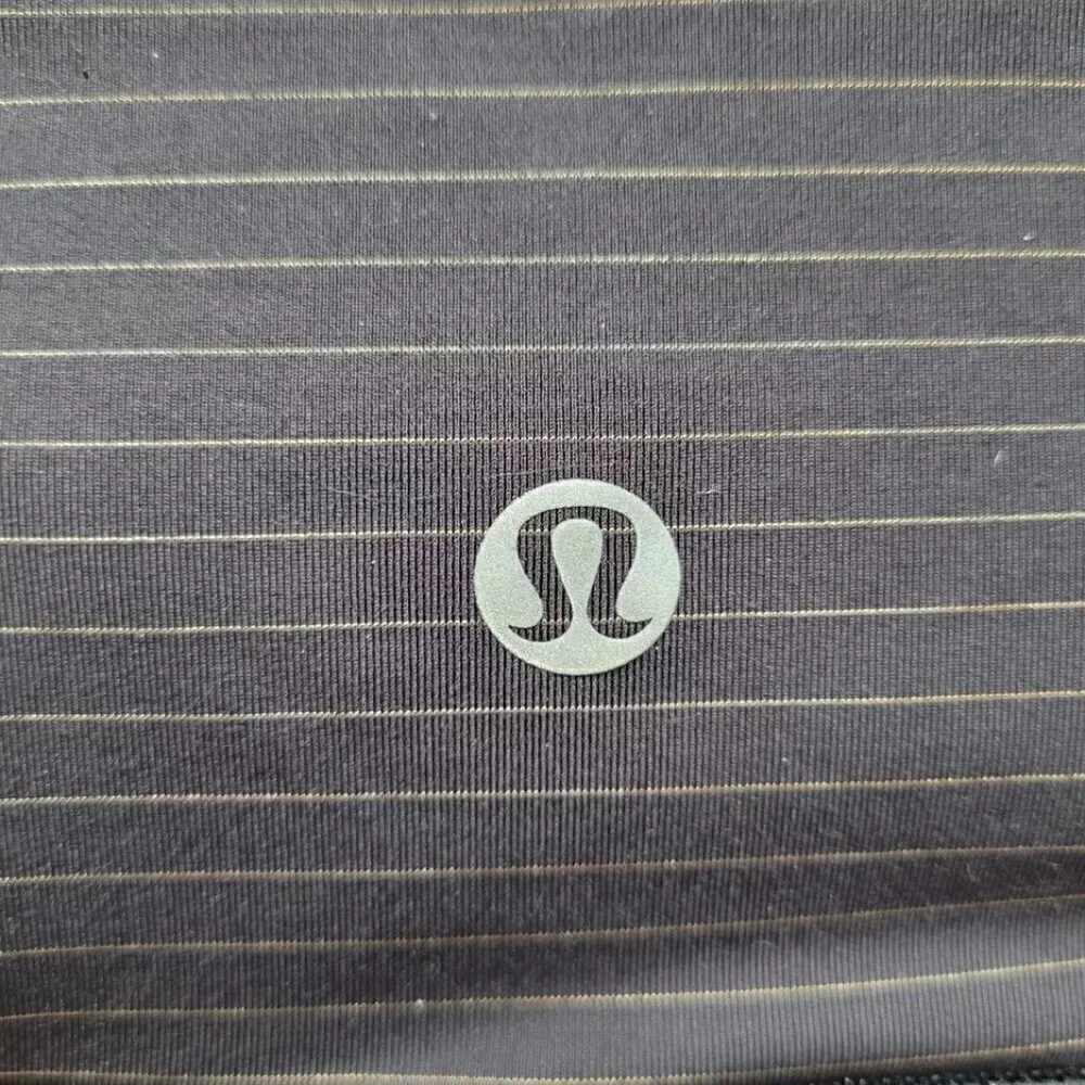 Lululemon Conduit Leggings Tights Women Size 4 Black Gold Stripes Ankle Length